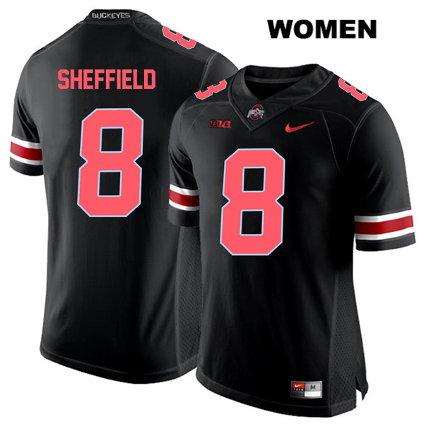 Ohio State Buckeyes Women's Kendall Sheffield #8 Red Number Black Authentic Nike College NCAA Stitched Football Jersey IY19E83CG